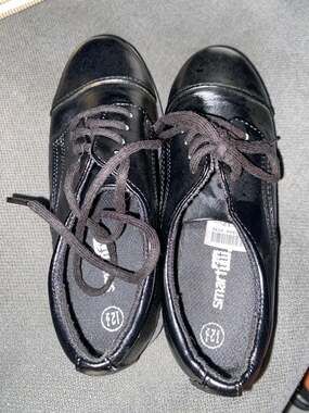 Smartfit Boys Black Cap Toe Lace-Up Dress Shoes Size 12.5